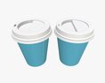 Recycled Medium Paper Coffee Cups Plastic Lid And Holder 3Dモデル