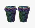 Recycled Medium Paper Coffee Cups Plastic Lid And Holder 3D 모델 