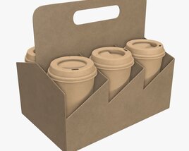 Biodegradable Large Paper Coffee Cup Cardboard Lid With Holder 3D模型