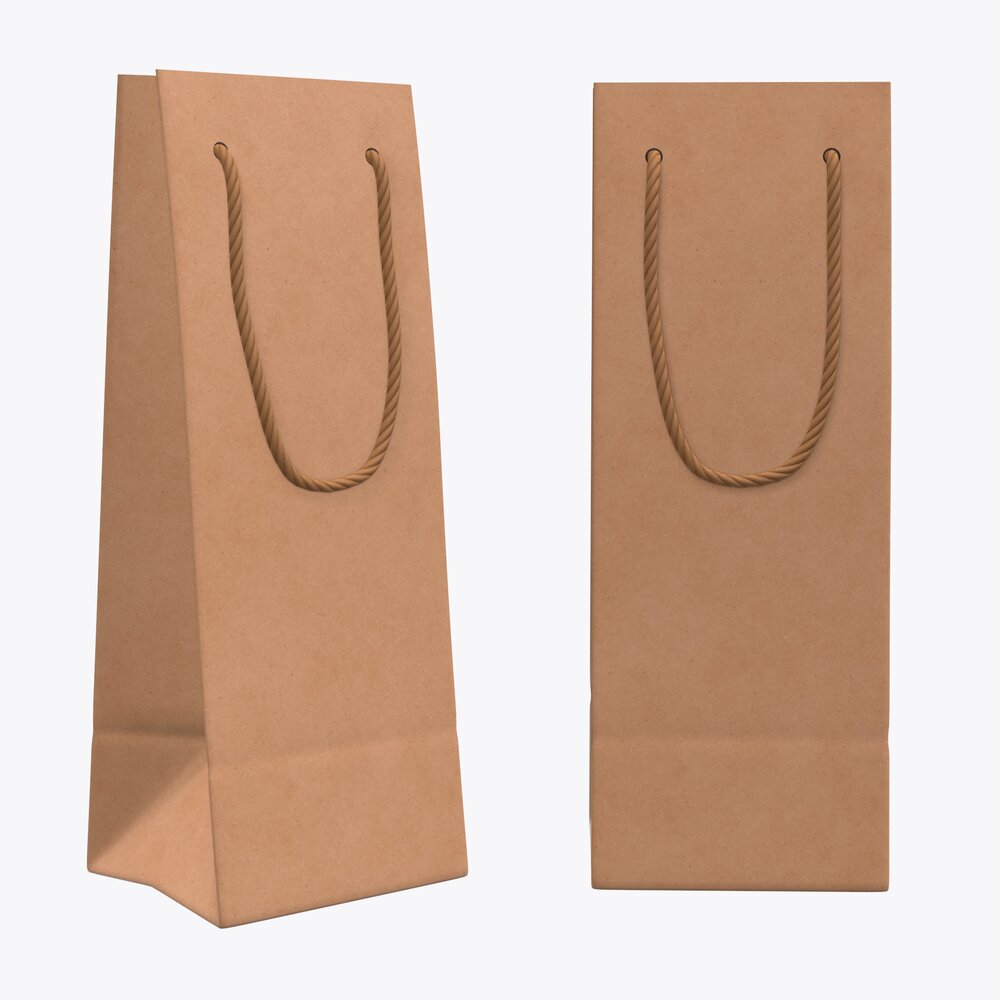 Paper Bag Slim With String Handle 01 3D модель