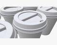Recycled Paper Coffee Cup Plastic Lid And Holder 02 3D模型