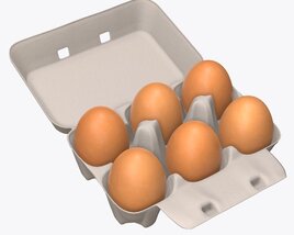 Egg Cardboard Package For 6 Eggs Opened 3D model