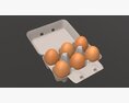 Egg Cardboard Package For 6 Eggs Opened 3D模型
