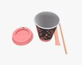 Paper Coffee Cup Plastic Lid Sugar Package Wooden Stick Modello 3D