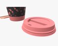Paper Coffee Cup Plastic Lid Sugar Package Wooden Stick 3d model