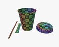 Paper Coffee Cup Plastic Lid Sugar Package Wooden Stick 3D модель