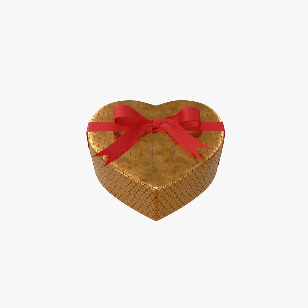 Heart Shaped Box With Ribbon Tied Round With Bow 3D模型