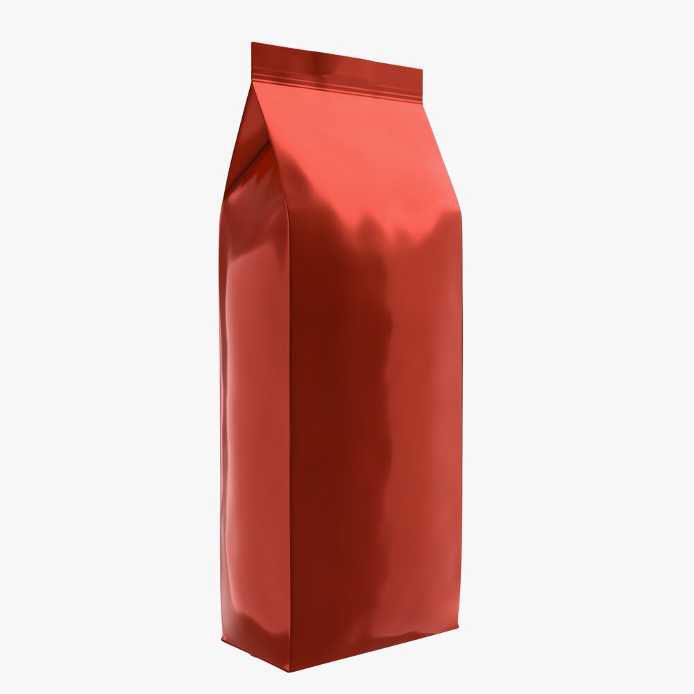 Plastic Coffee Bag Package Packet Large Mock-Up Modelo 3D