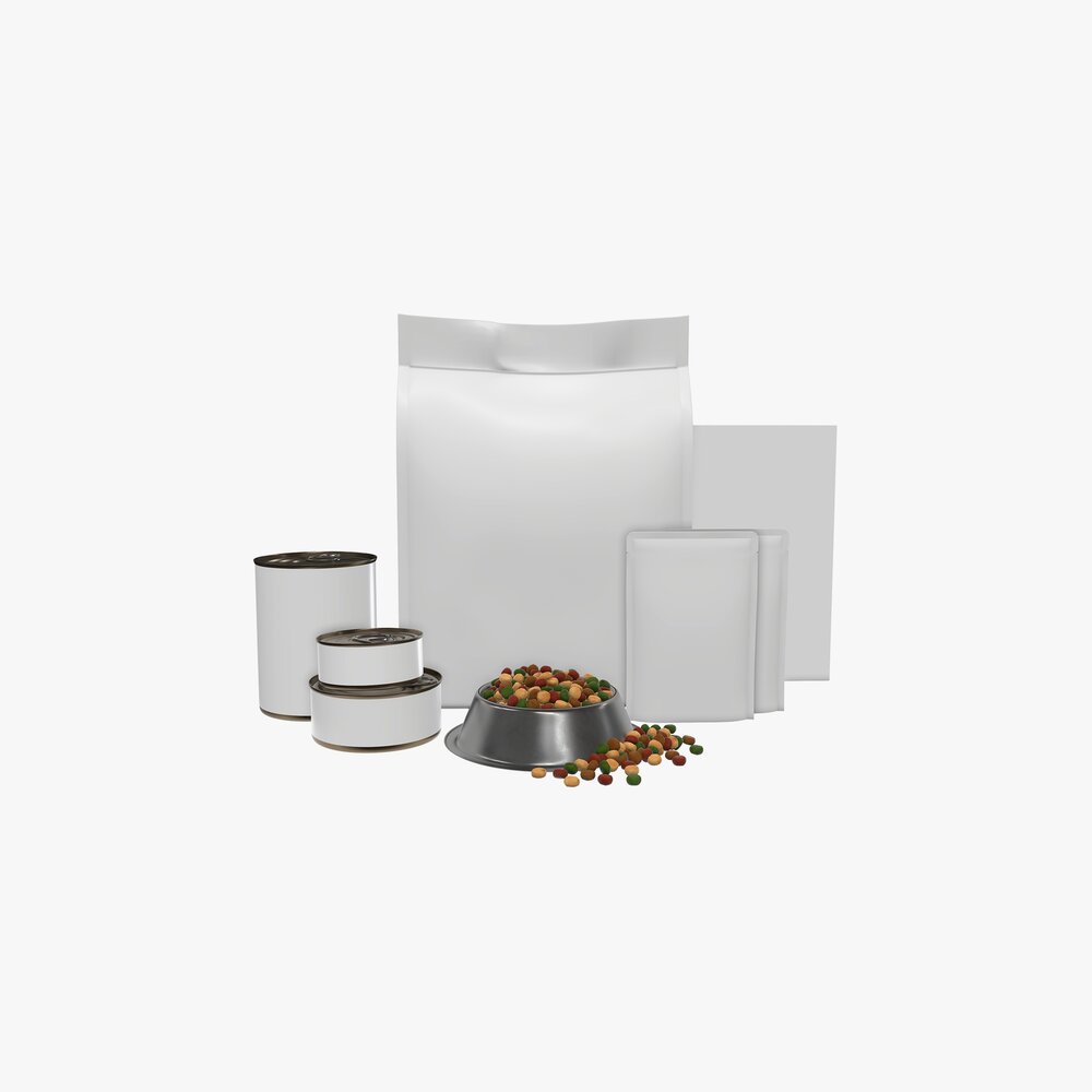Blank Pet Food Package Set 3D 모델 