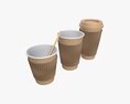 Biodegradable Paper Coffee Cup Cardboard with Lid and Sleeve Modelo 3d