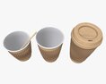 Biodegradable Paper Coffee Cup Cardboard with Lid and Sleeve 3D 모델 