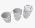 Biodegradable Paper Coffee Cup Cardboard with Lid and Sleeve Modèle 3d