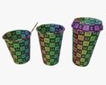 Biodegradable Paper Coffee Cup Cardboard with Lid and Sleeve 3D модель