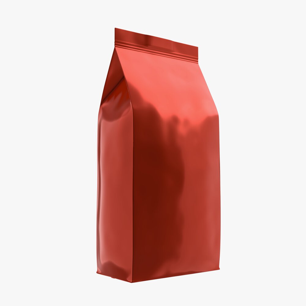 Plastic Coffee Bag Package Packet Medium Mock-Up Modelo 3D