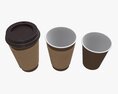 Recycled Paper Coffee Cup with Sleeve and Plastic Lid 3D模型