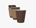 Recycled Paper Coffee Cup with Sleeve and Plastic Lid Modèle 3d