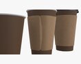 Recycled Paper Coffee Cup with Sleeve and Plastic Lid 3D 모델 
