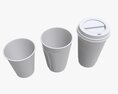 Recycled Paper Coffee Cup with Sleeve and Plastic Lid Modelo 3D