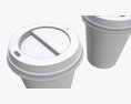 Recycled Medium Paper Coffee Cup Plastic Lid And Holder 3D 모델 