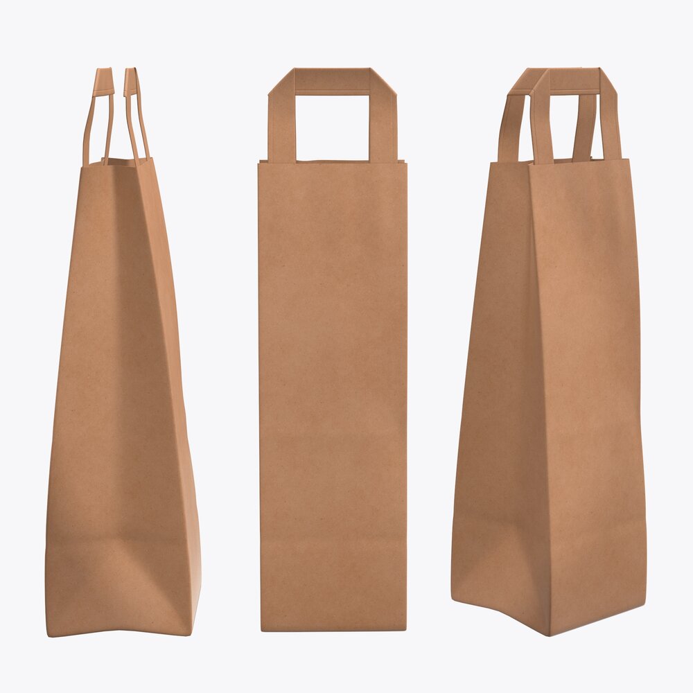 Paper Bag Slim With Handle Modèle 3D
