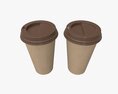 Recycled Large Paper Coffee Cup Plastic Lid And Holder Modello 3D