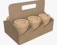 Biodegradable Medium Paper Coffee Cup Cardboard Lid With Holder 3D 모델 