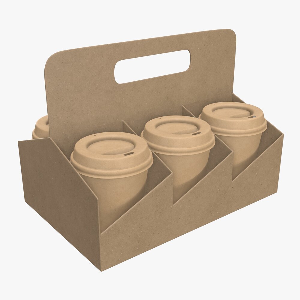Biodegradable Medium Paper Coffee Cup Cardboard Lid With Holder Modèle 3D