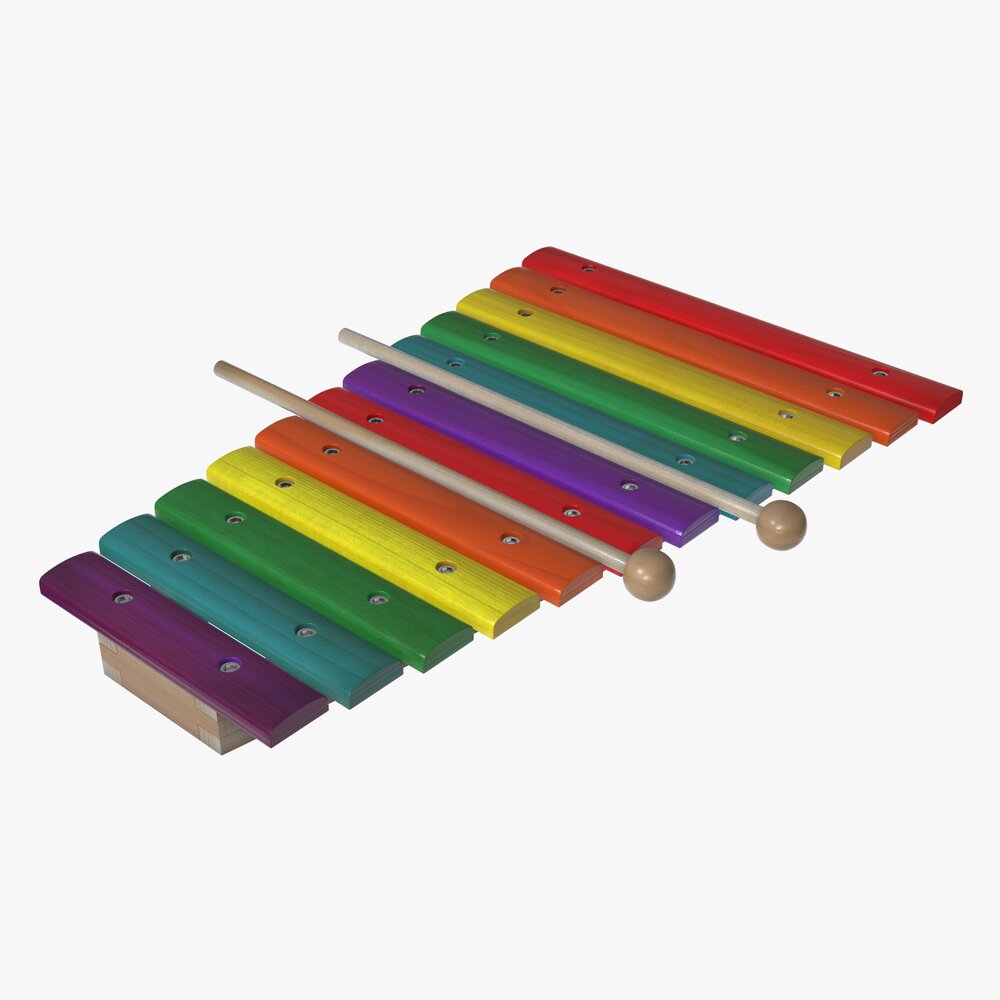 Xylophone Toy Colored 3D model