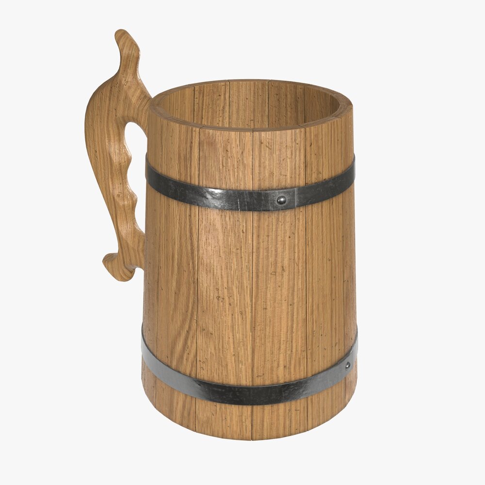 Beer Mug Wooden 01 3D model