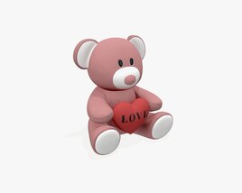 Bear Teddy Plush Toy With Heart 3D模型