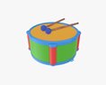 Toy Drum With Sticks 3d model