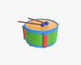 Toy Drum With Sticks 3Dモデル