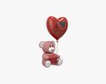 Bear Teddy Plush Toy With Heart And Balloon 3d model