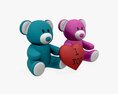 Two Teddy Bear Plush Toys With Heart 3d model