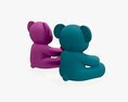 Two Teddy Bear Plush Toys With Heart 3d model