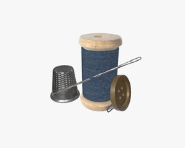 Thread Needle Button Thimble Coil 3D model