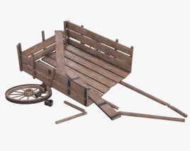 Wooden Cart Broken 2 3Dモデル