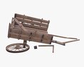 Wooden Cart Broken 2 Modello 3D vista laterale
