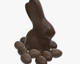 Chocolate Rabbit With Eggs 3D 모델 