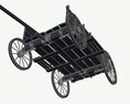 Wooden Cart 2 3Dモデル wire render