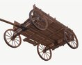 Wooden Cart 2 Modèle 3d clay render