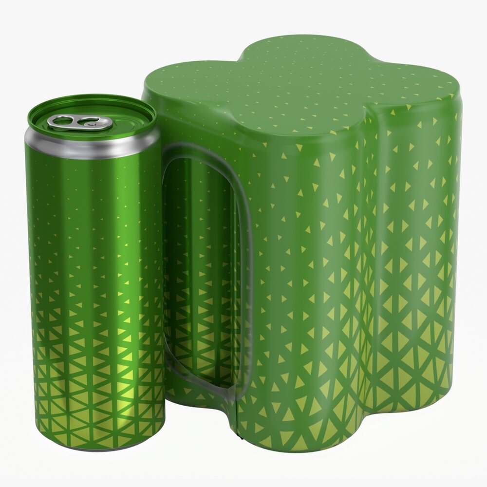 Packaging For Four Slim 250ml Beverage Soda Cans 3D модель