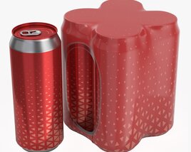 Packaging For Standard Four 500ml Beverage Soda Beer Cans Modello 3D