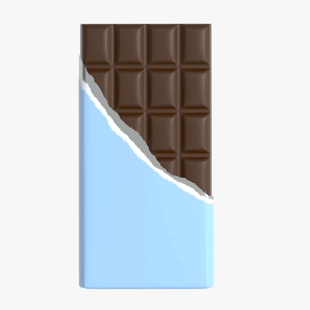 Chocolate Bar Brown Packaging Opened 04 3D model