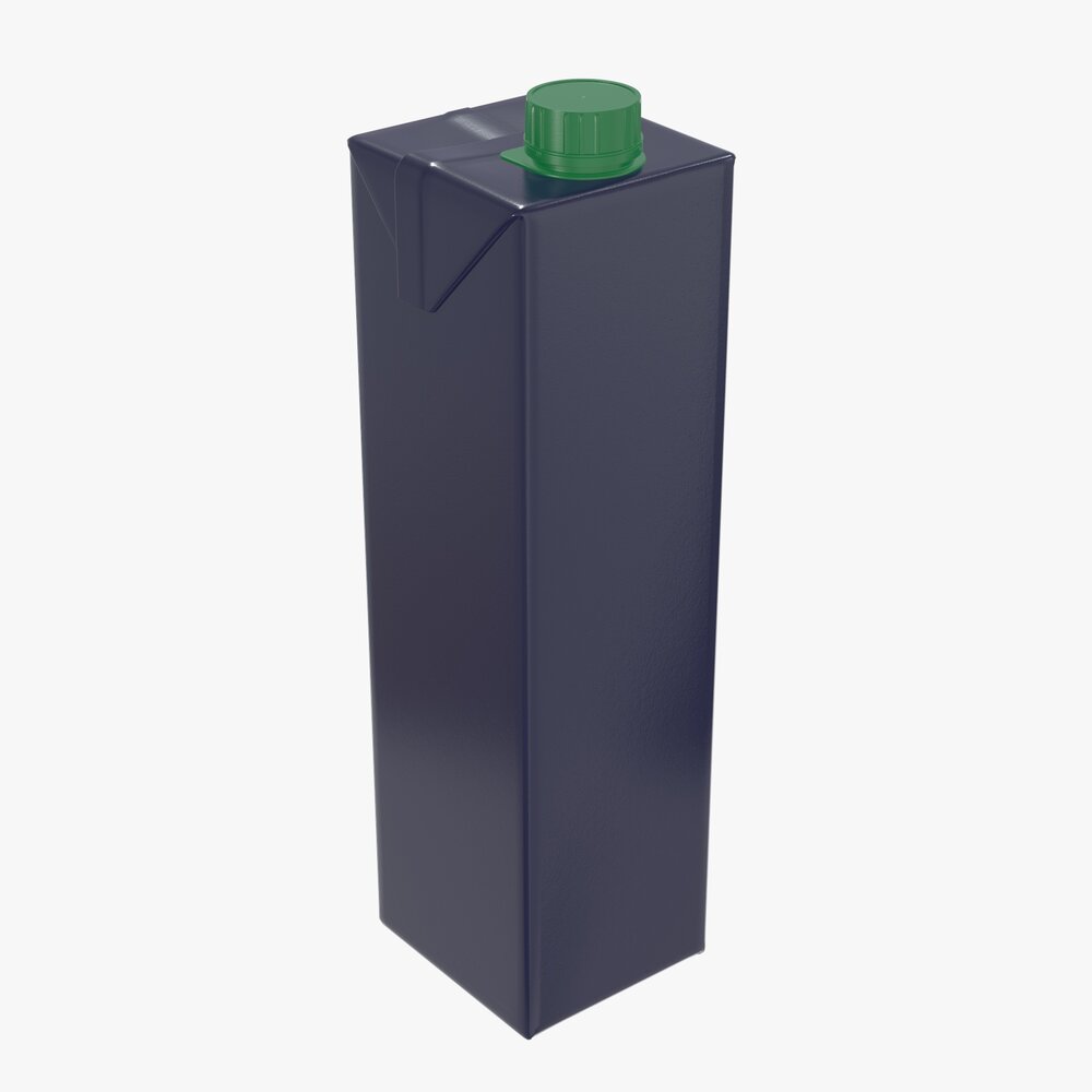 Juice Cardboard Box Packaging With Cap 1000ml Slim Modello 3D