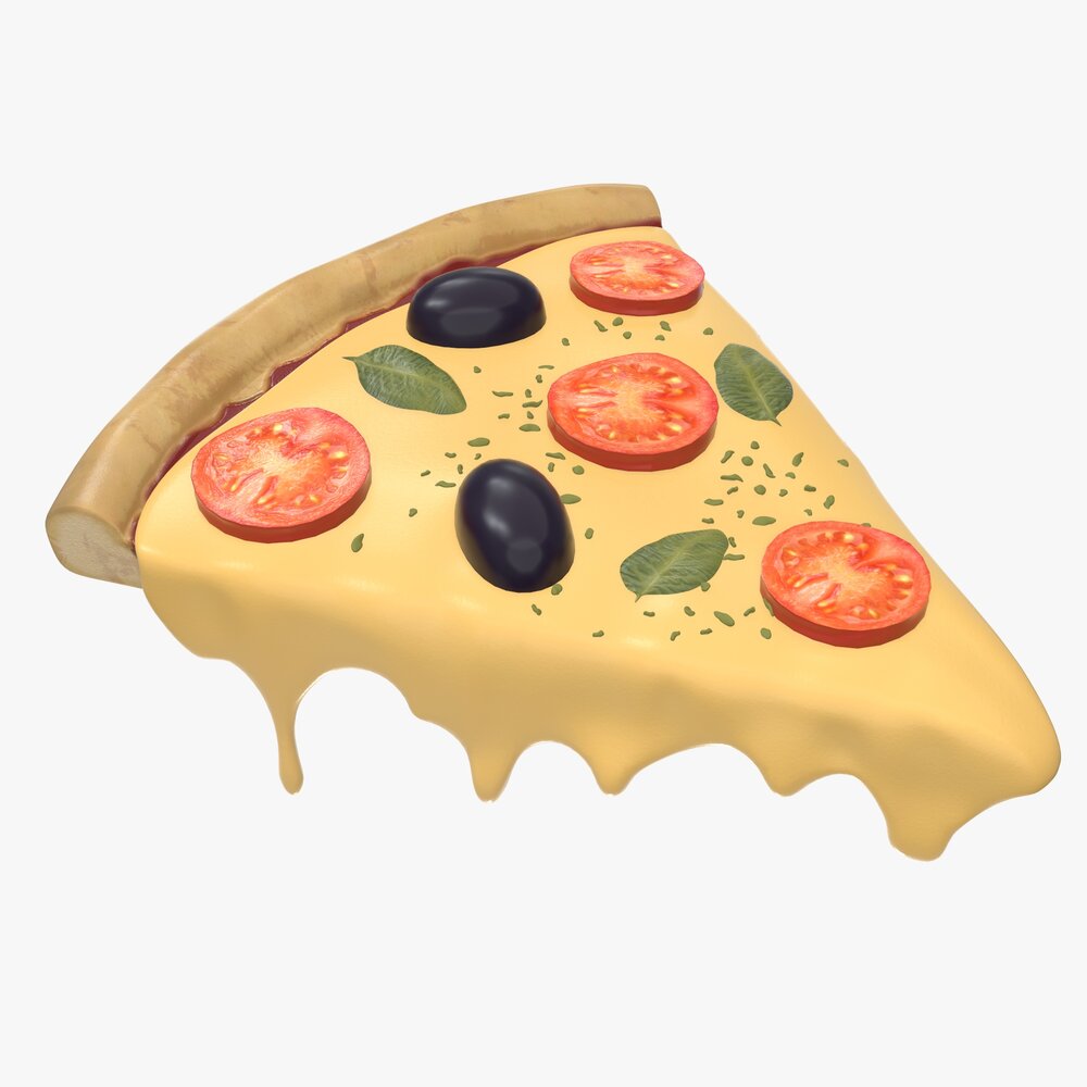 Pizza Slice With Dripping Melted Cheese 3D model