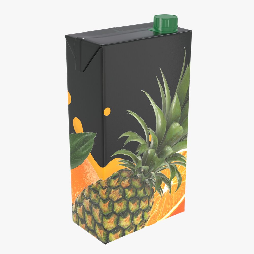 Juice Cardboard Box Packaging With Cap 2000ml 3Dモデル