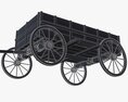 Wooden Cart 3d model back view