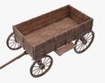 Wooden Cart 3d model front view