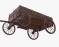 Wooden Cart 3d model clay render